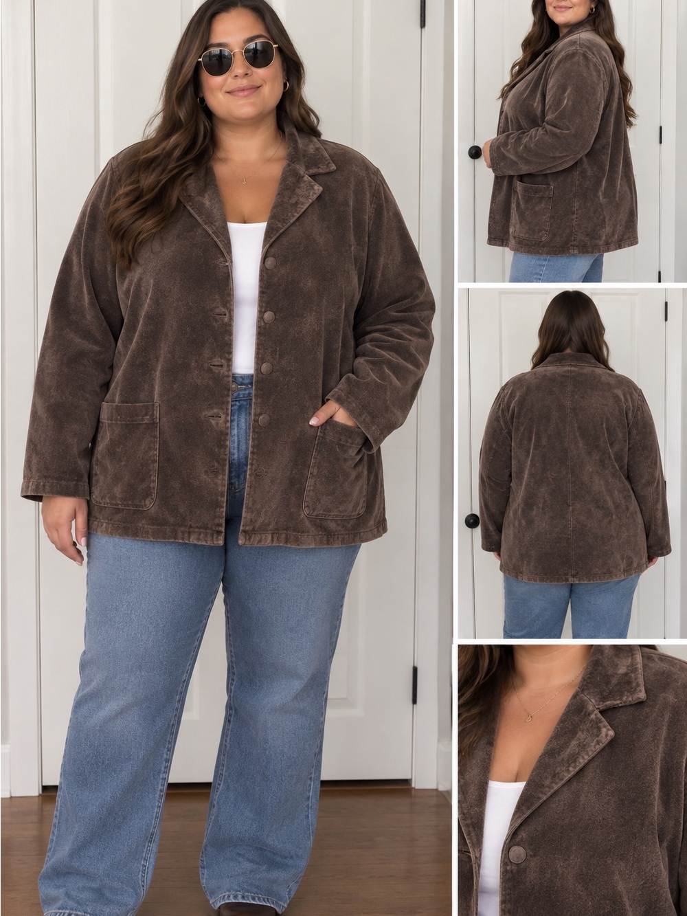 Vintage Stan Herman Brown Patina Distressed Suede Leather Jacket